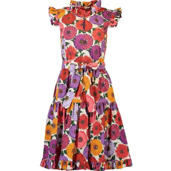 B51 La DoubleJ Short and Sassy Floral Midi Dress XS Romantic Cottage Garden - Picture 4 of 12